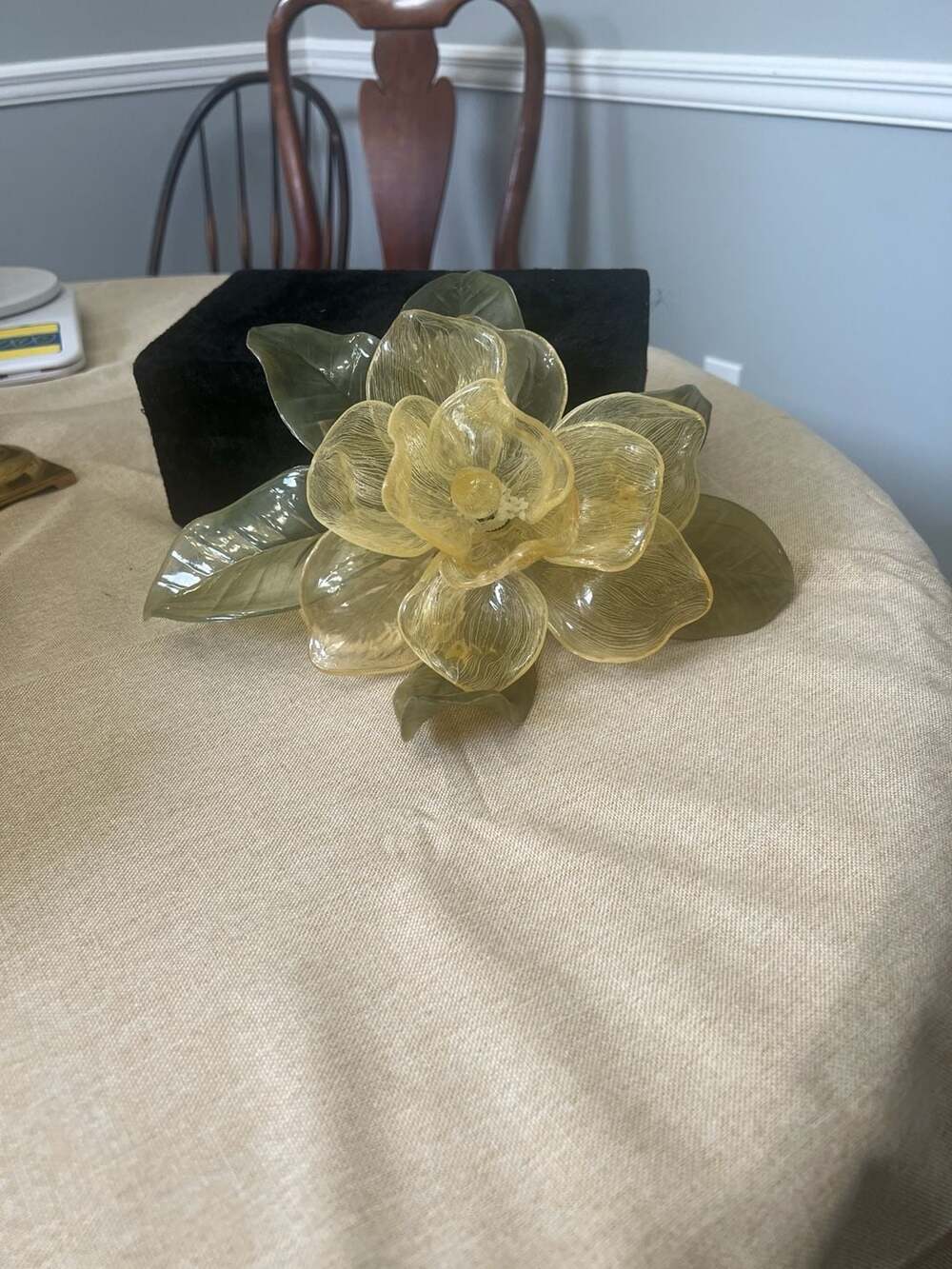 Vintage Gump's Large Amber Resin Magnolia Flower Decor 10"